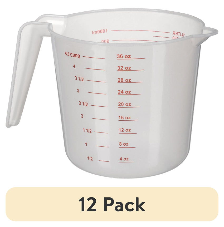(12 pack) Mainstays 4 Cup PP Plastic Measuring Cup, 32 oz, Clear