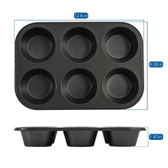 Mainstays 6 Cup Jumbo Muffin Pan, Non-Stick Bakeware,3.4 inch Diameter Cups,Gray,Carbon Steel - Image 3